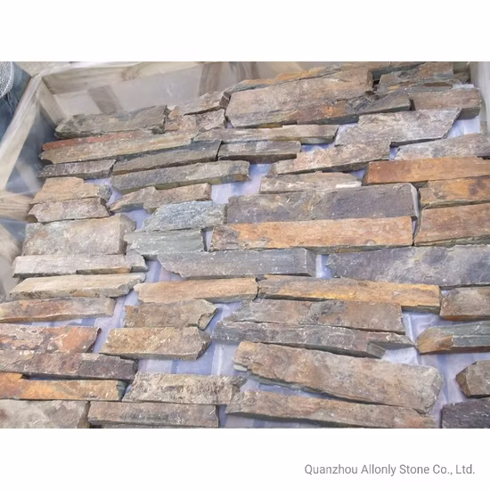 Pietra decorativa in ardesia impilata rustica casuale grigio antracite per pareti